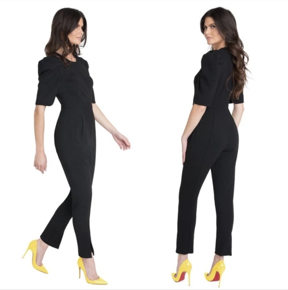Black HaloRusso Jumpsuit Black Size 4 Made In USA Puff Sleeves Pockets Crepe,All Products : American Fashion Style Bags On Sale